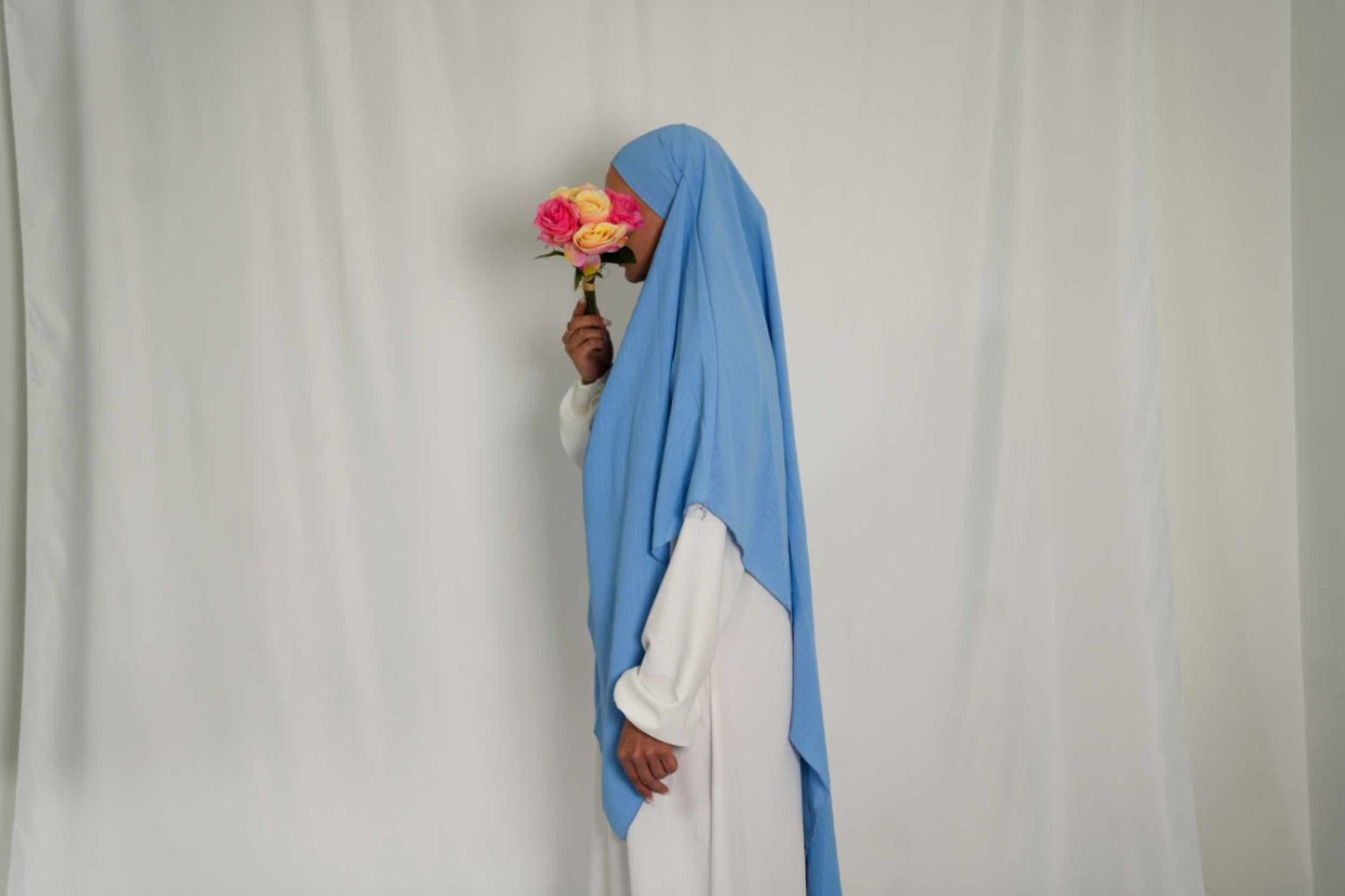 Abaya One Size Blau Weiß