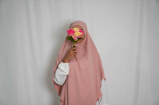 Abaya One Size Weiß Rosa