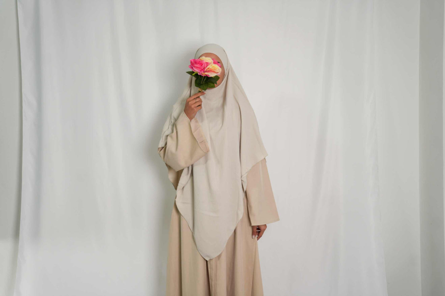 Abaya One Size Weiß Beige