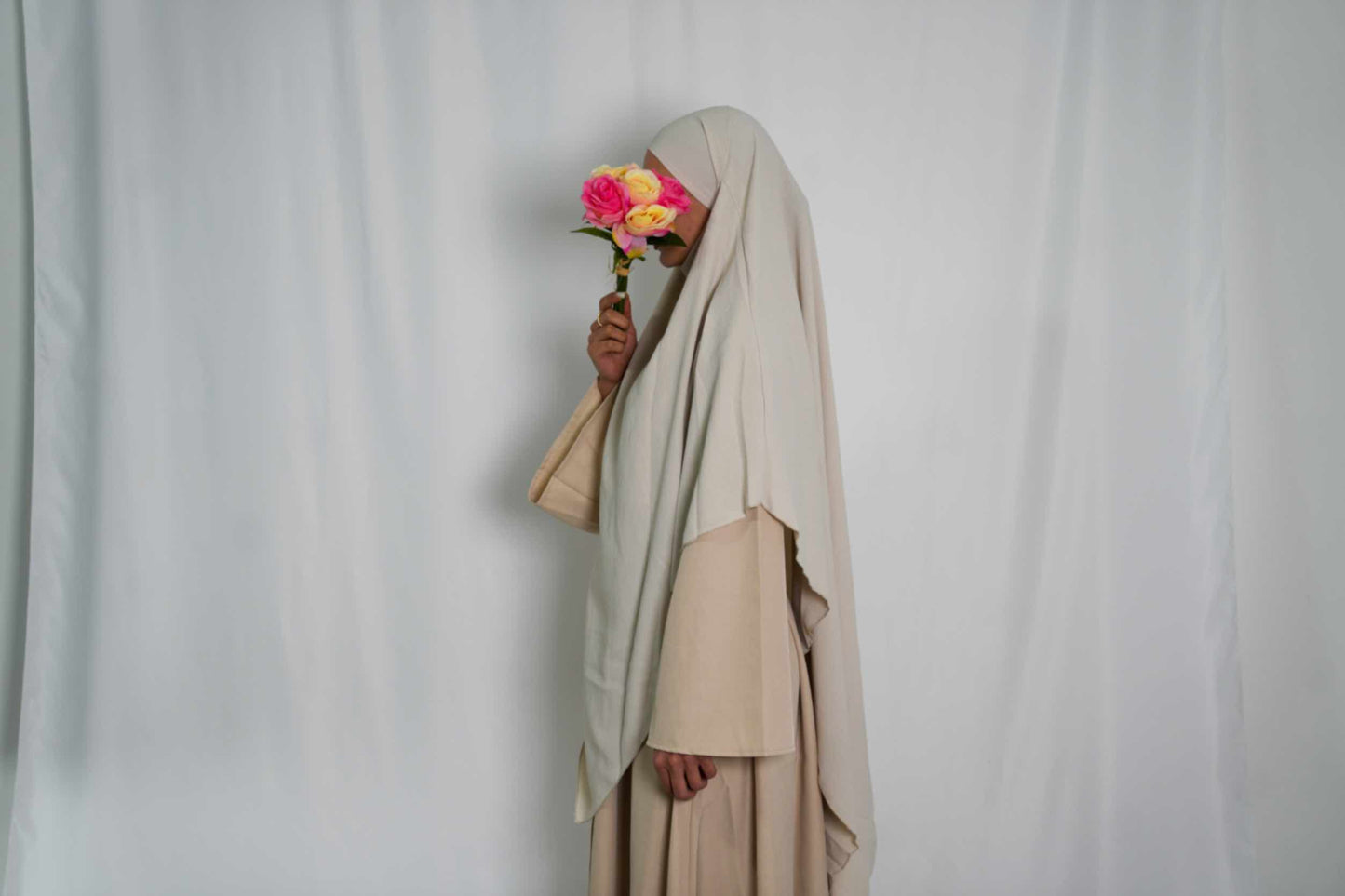 Abaya One Size Weiß Beige