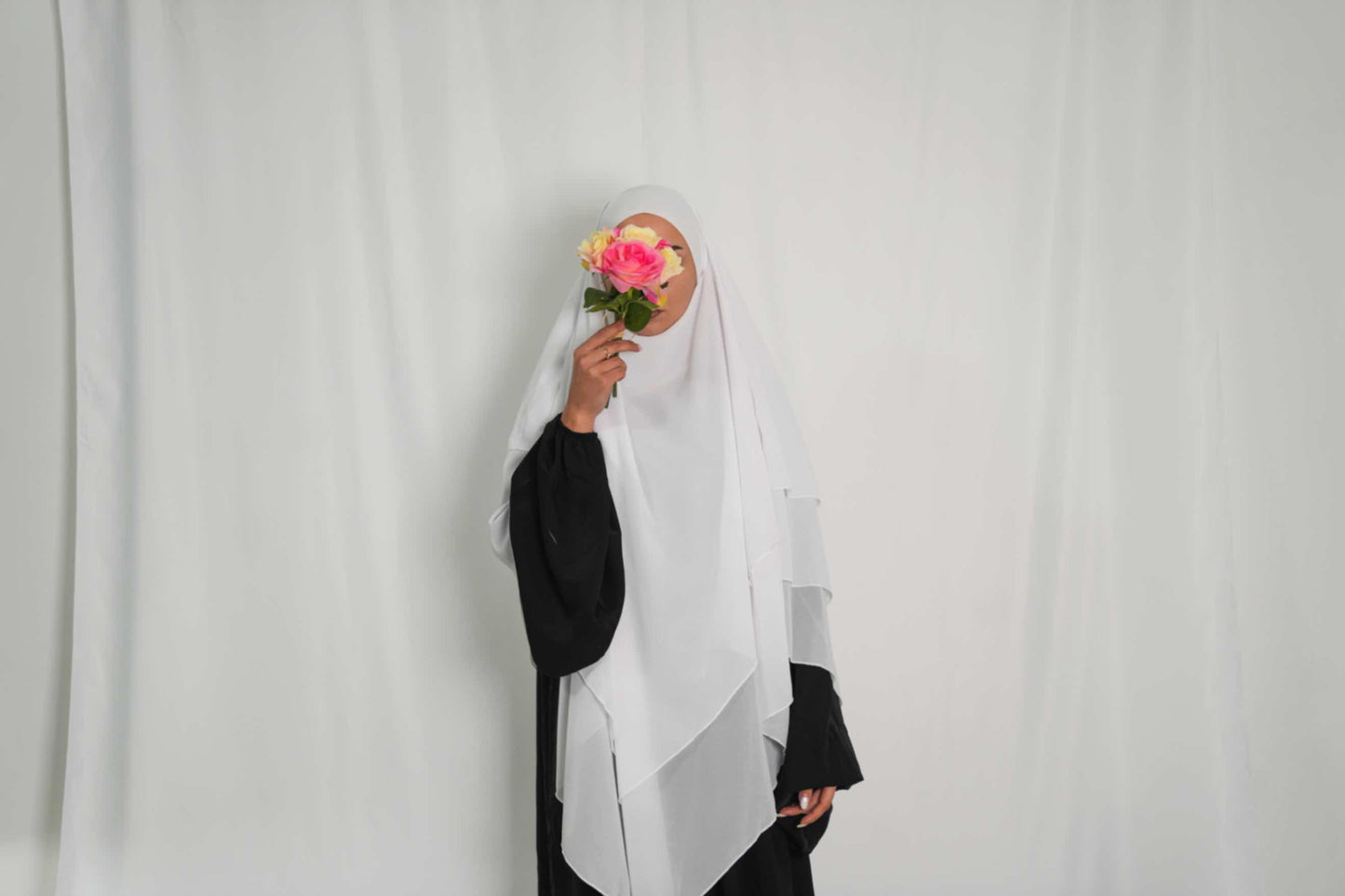 Abaya One Size Schwarz Weiß