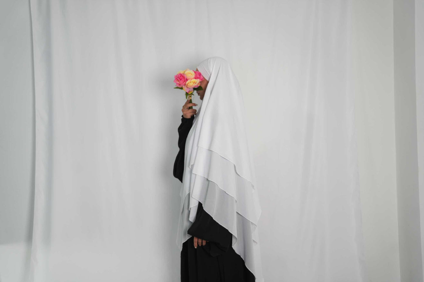 Abaya One Size Schwarz Weiß