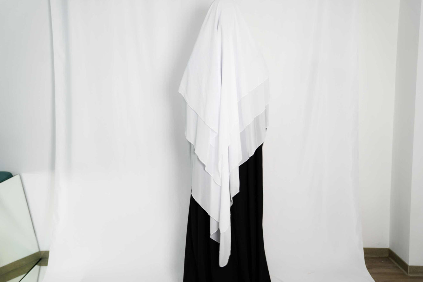 Abaya One Size Schwarz Weiß