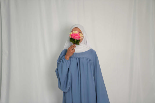 Abaya One Size Blau Weiß