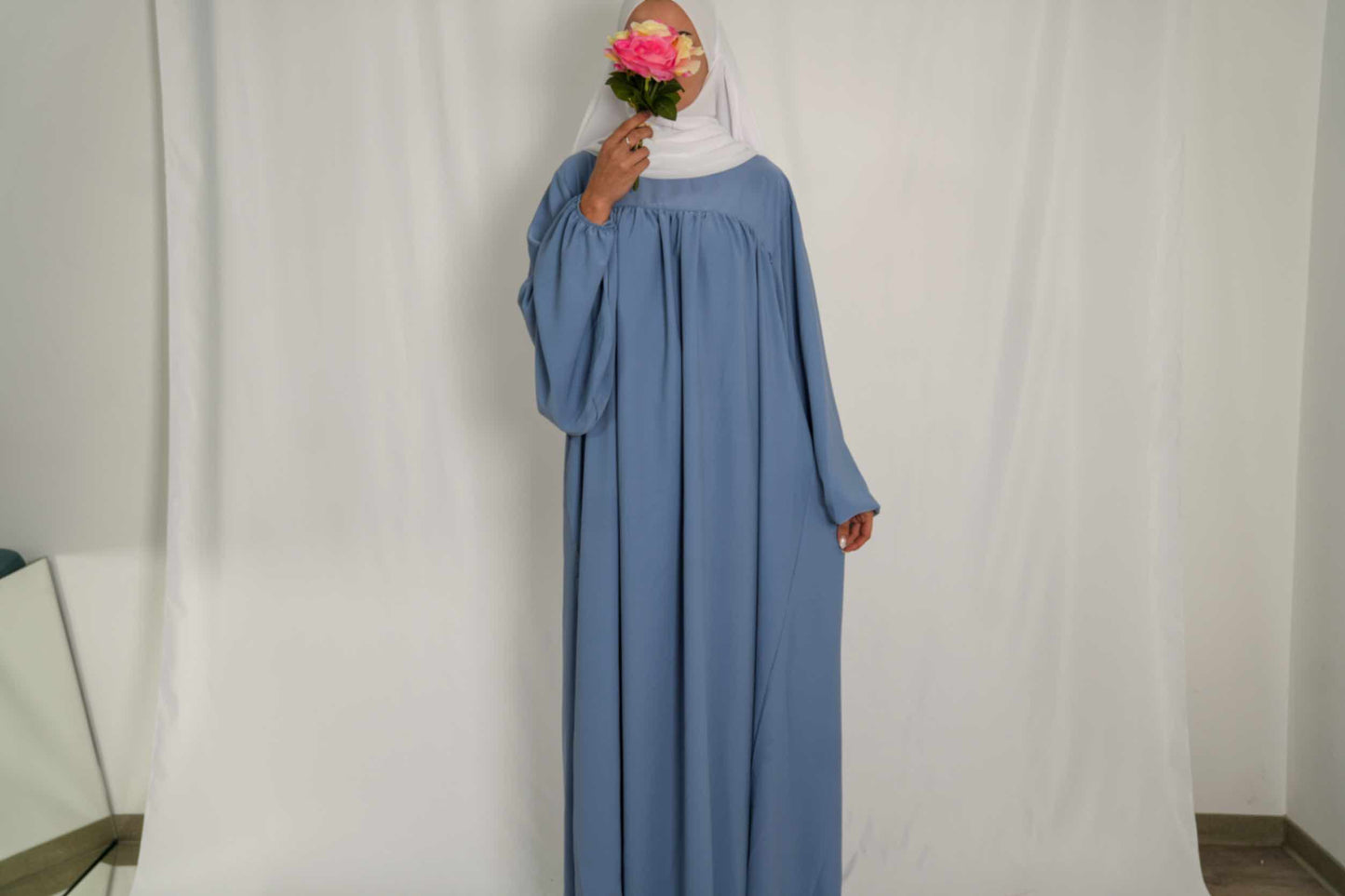 Abaya One Size Blau Weiß